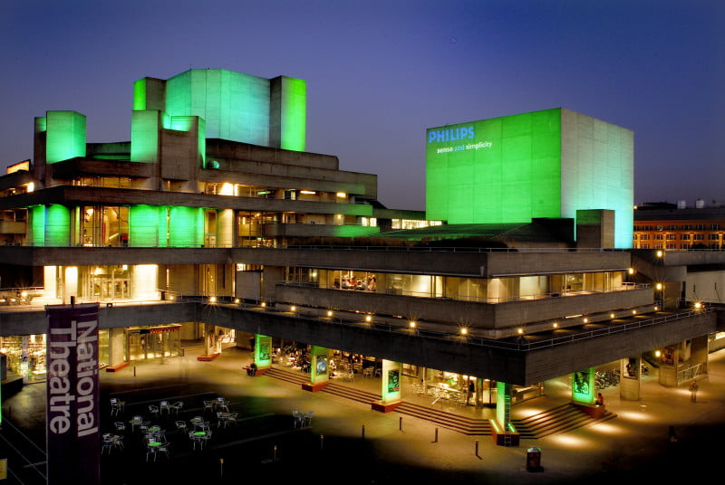 Utsikt over The National Theatre fra Waterloo Bridge. 