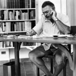 Hemingway ved sin skrivepult i Key West